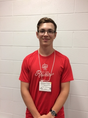 Zacharie Forest, élève à l&rsquo;École Mathieu de Gravelbourg au « GREF » de Moncton 2016
