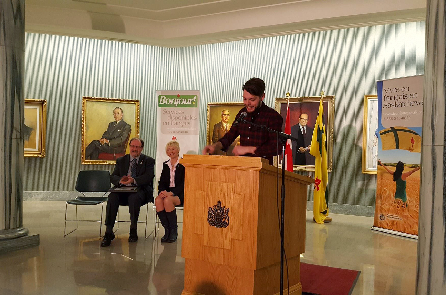 Étienne Fletcher au Palais législatif de la Saskatchewan